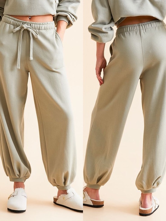 Risen Soft Slouchy Sage Green Jogger Pants - Picture 2 of 15